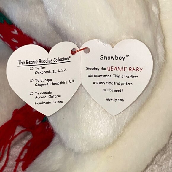 Ty Snowboy Beanie Baby Buddy Plush Snowman With Red Hat & Scarf - Picture 2 of 13